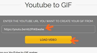 Creare immagini GIF con MAKEAGIF, selezionare filmato YOUTUBE