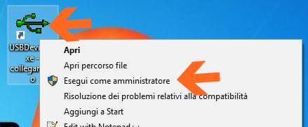 USBDEVIEW avvio come amministratore